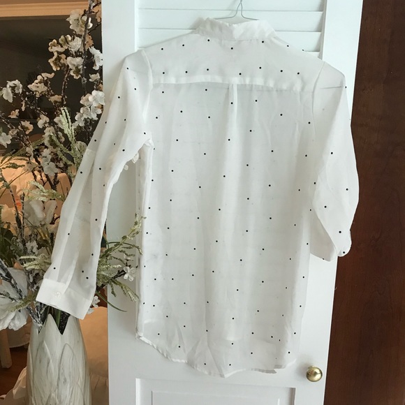 Kirra PacSun Sheer Long Sleeve Rhinestone Polkadot White Blouse XS - Picture 4 of 7